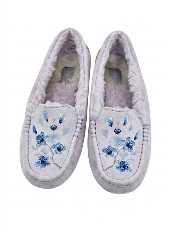 UGG Shoes - UGG Ansley Blossom Slippers Nightfall Suede Floral Embroidery Womens Size 6 Cozy